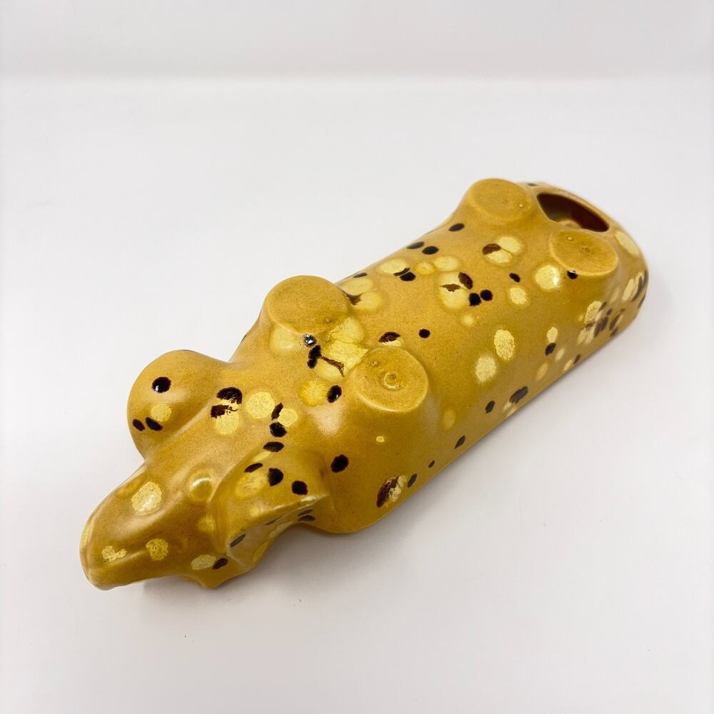 Vtg Dachshund Wiener Dog Serving Cracker Candy Dish Ceramic Bar Sponge Speckled - Picture 9 of 10